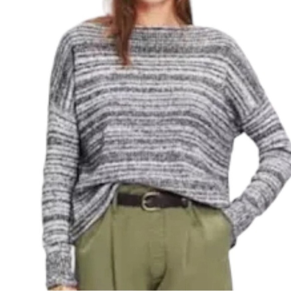 Madewell Sweaters - Madewell Threadmix Black/White Marbled Boatneck Pullover Sweater Size XS